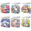 6PCS Diamond Painting Easter Rabbit Greeting Card Kit for Birthdays Thanksgiving & Special Occasion