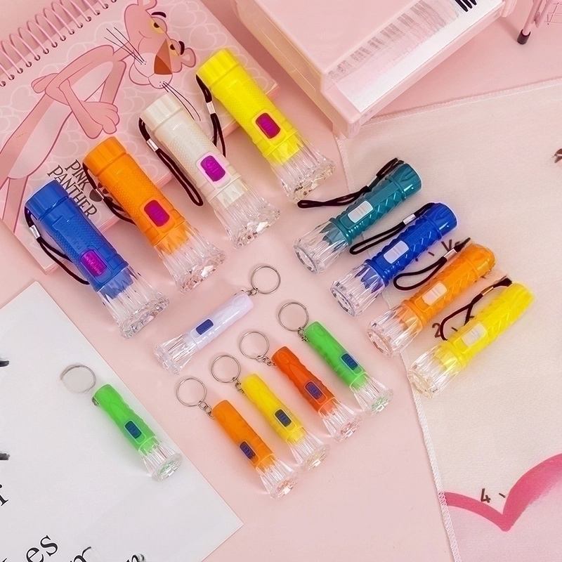 Children's Mini Torch Transparent Outdoor Portable Lighting Luminous Small Flashlight Kindergarten Prizes Small Gift Toy