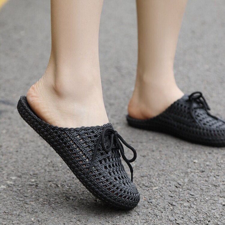 Women's Summer Slippers Bathroom Home Slippers Bowknot Soft Mesh Slippers for Women Slides Breathable Sandals 2021
