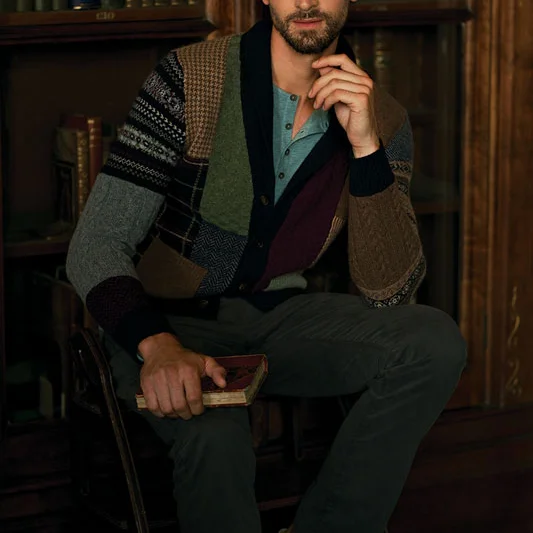 Men's Vintage Patchwork Cardigan