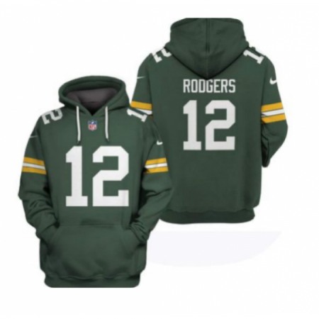 Men's Green Bay Packers #12 Aaron Rodgers 2021 Green Pullover Hoodie CYQO