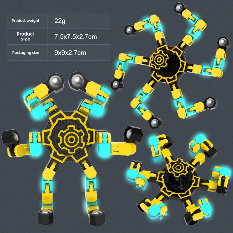 Gyro Toy Children’s Boy’s Transformable Luminous Puzzle Mechanical Fingertip Finger Rotation Decompression Boy’s Toy