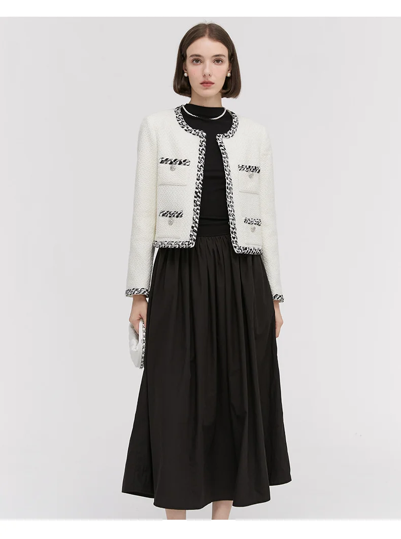 MERUMOTE Women's New Autumn Wool Tweed Top-MERUMOTE