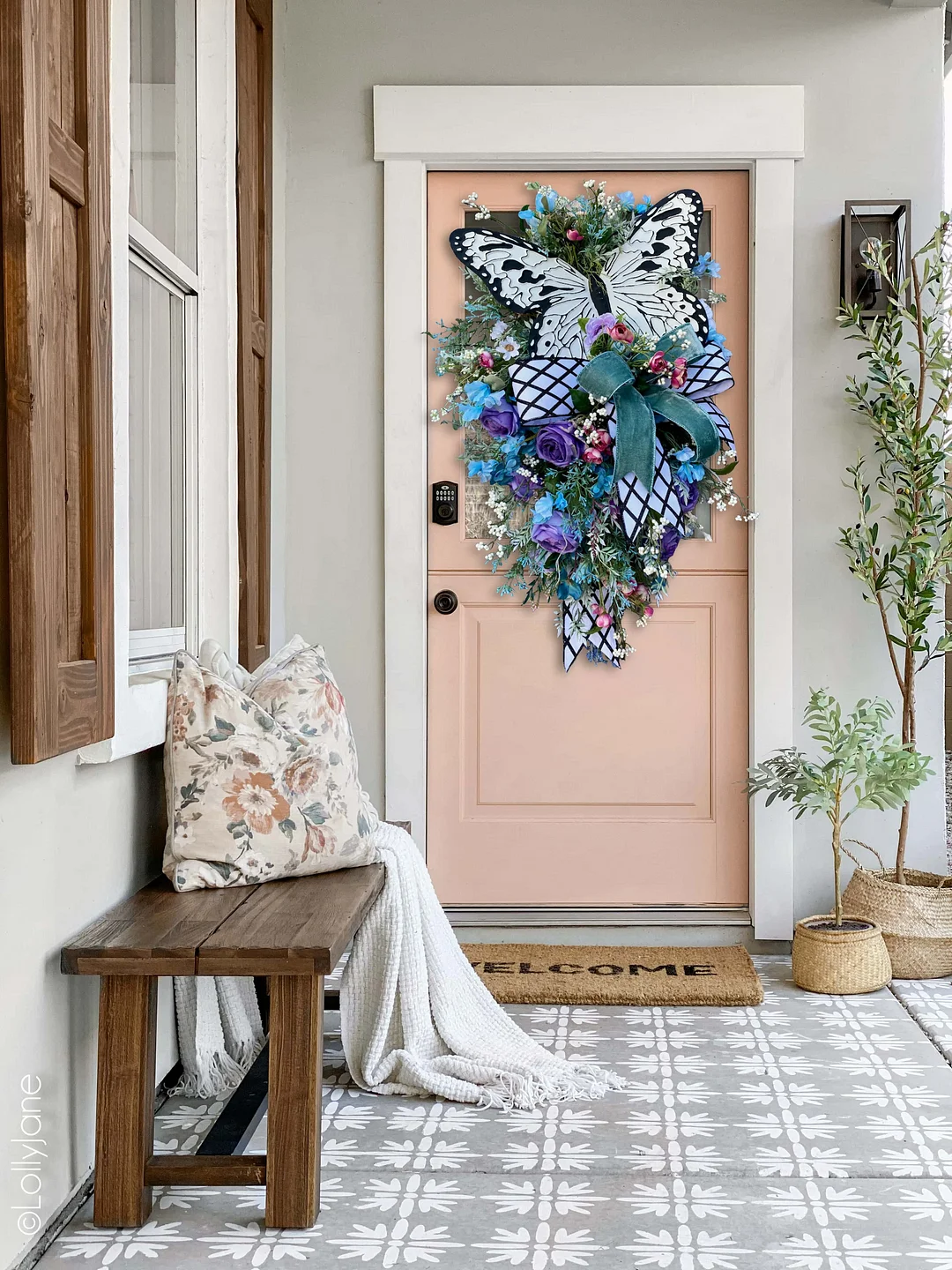 Rose Butterfly Wreath-Spring Whimsical Wreath