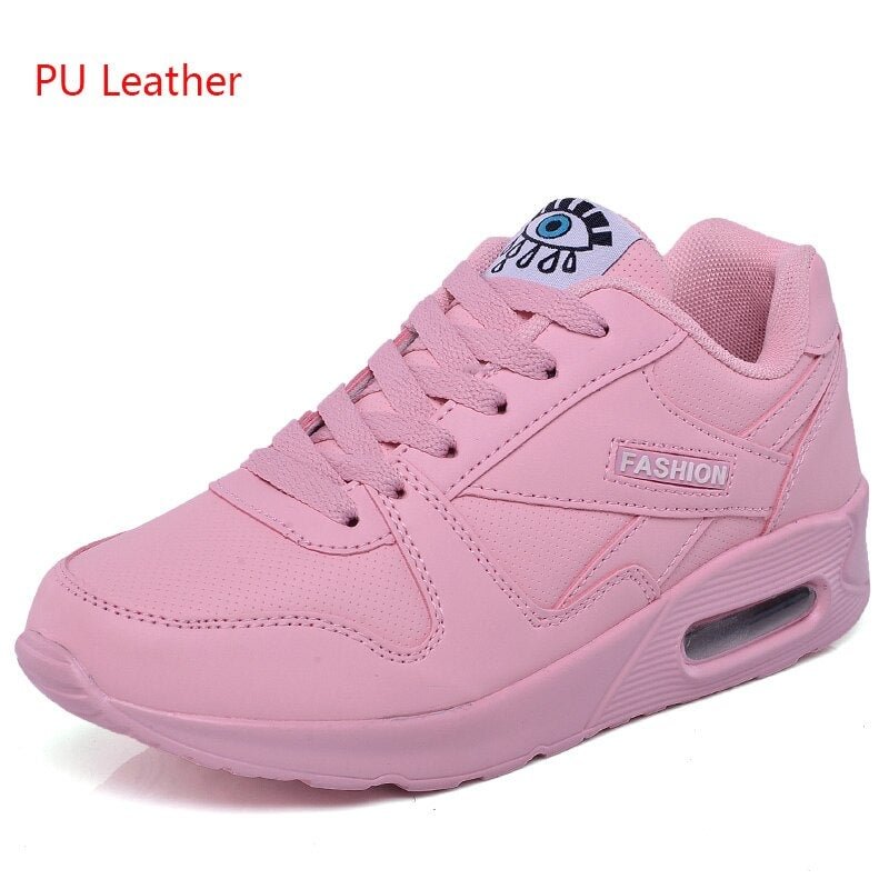 Women Platform Sneakers Air Cushioning Leather Basketball Trainers Ladies Casual White Shoes Breathable Damping Zapatos De Mujer