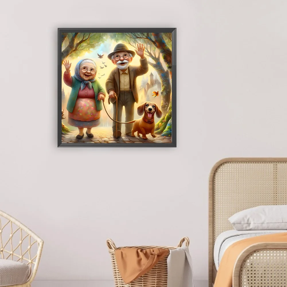 Diamond Painting - Full Round Drill - Old Couple(Canvas|30*30cm)