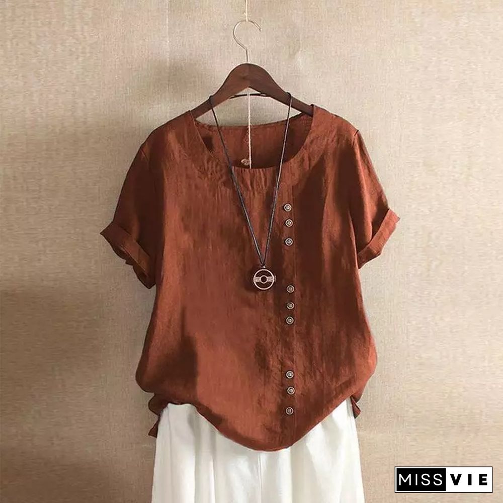 New Summer Oversize T-Shirt Large Casual Loose Cotton Linen Short Sleeve Pullover Tops Shirts For Women Woman Tshirts Clothes