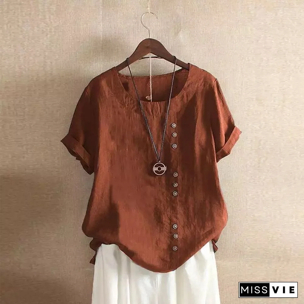 New Summer Oversize T-Shirt Large Casual Loose Cotton Linen Short Sleeve Pullover Tops Shirts For Women Woman Tshirts Clothes