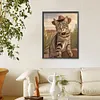 >SALE<5D DIY Full Round Drill Diamond Painting Cowboy Striped Cat Home Decor 30x40cm