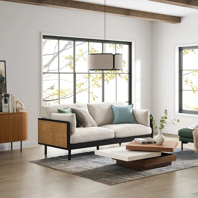 Lucia Cane Sofa, Black