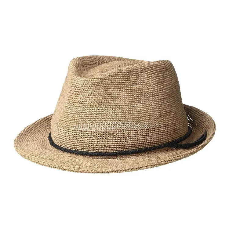 Chapeau Trilby Goorin Bros En Paille De Papier - Taille 56, Couleur Noir/Olive, Vintage Neuf