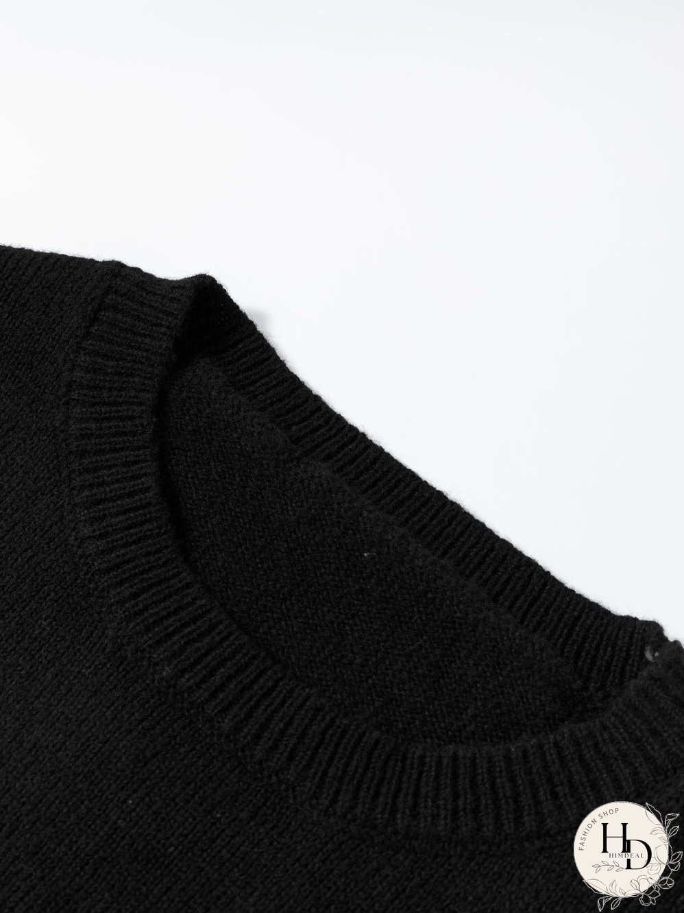 Heartfelt Black Graphic Round Neck Sweater