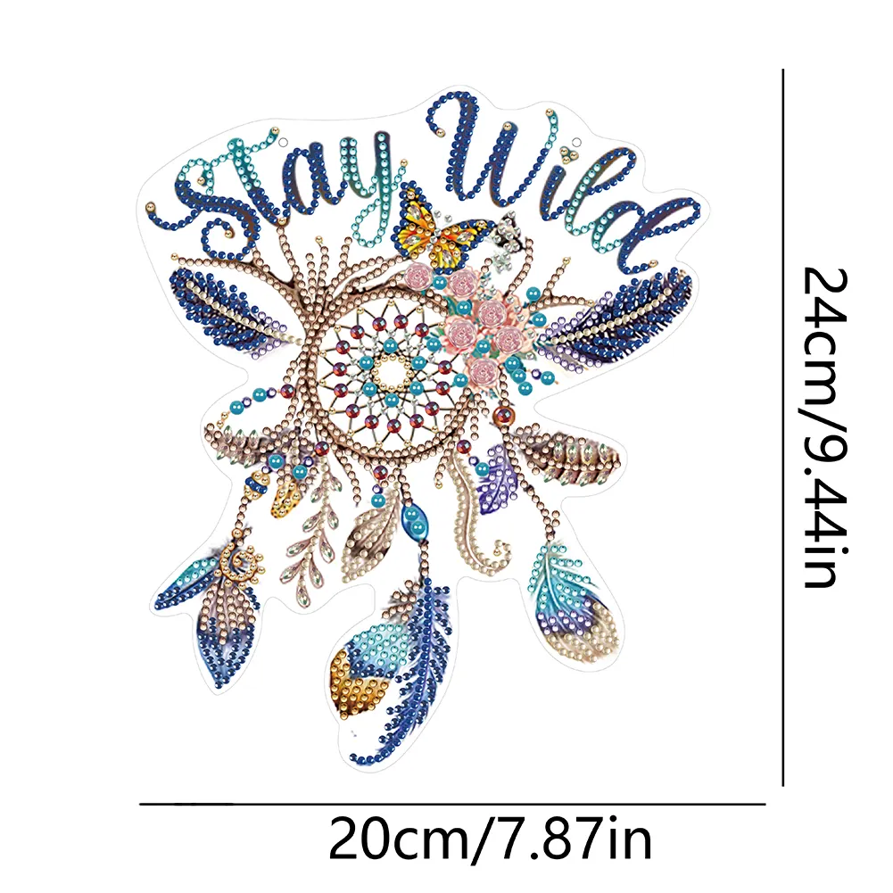 DIY Dreamcatcher Acrylic Single-Sided Diamond Painting Hanging Pendant for Home Wall Decor 