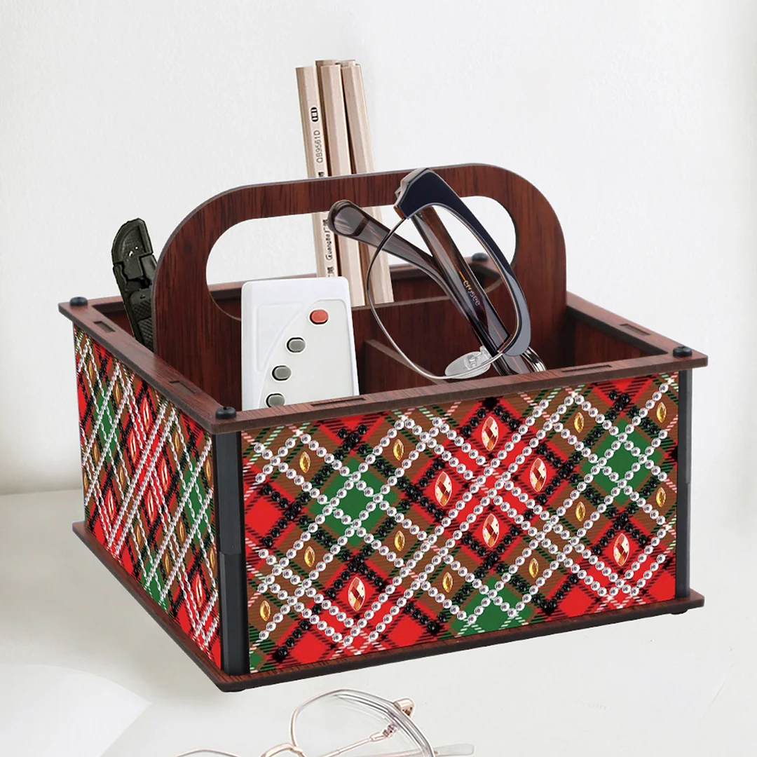 DIY Pattern Wooden Diamond Painting Handheld Storage Box Kit Tabletop Art Decor