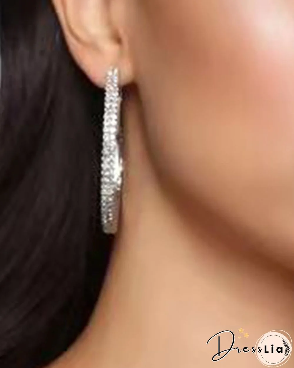 1Pair Bridal Wedding Crystal Rhinestone Hoop Earrings