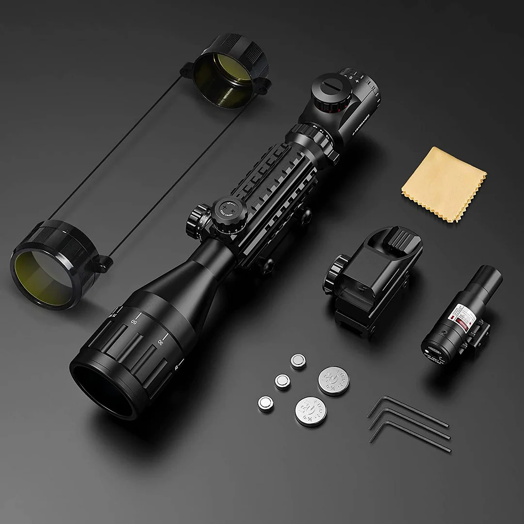 ohhunt® 4-16x50 AO Tactical Rifle Scope Dual Illuminated Optics & Illuminated Reflex Sight 4 Holographic Reticle Red/Green Dot Sight & IIIA/2MW Laser Sight