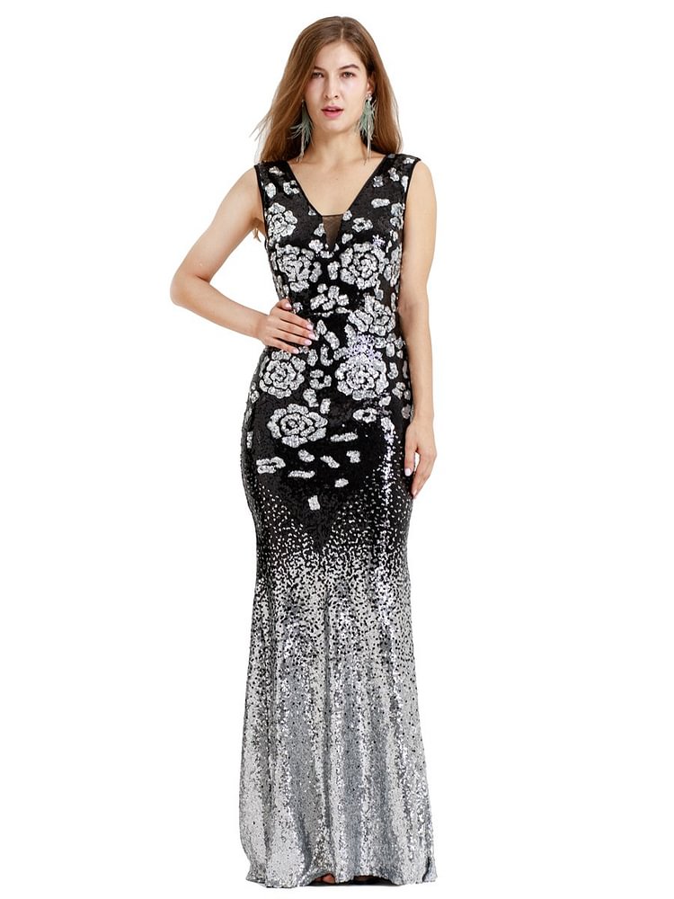 Mayoulove Women's Flapper Dresses 1920s V Neck Beaded Fringed Dress Dress Great Gatsby Dress-Mayoulove