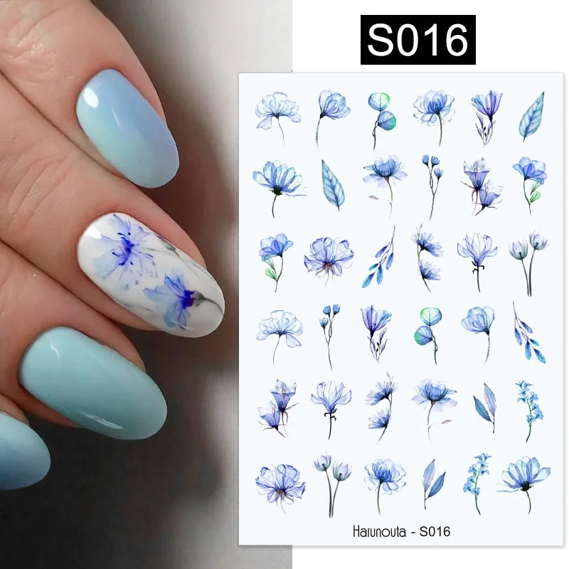 1PC Succulent Plants Flower 3D Nail Sticker Spring Floral Leaves Adhesive Transfer Decals Slider DIY Nail Art Decoration-Nail Inspo