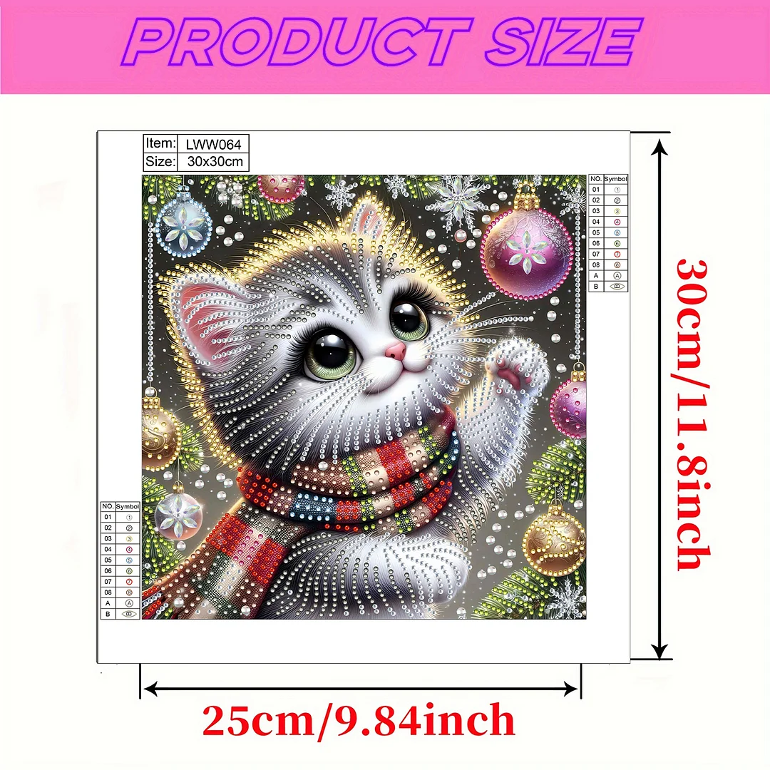 Christmas Cat - Diamond Painting - Partial Special Shaped Drill(Canvas|30*30cm)