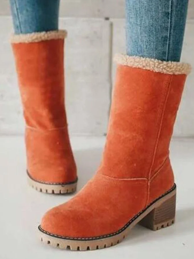 Women'S Thick Heel Lamb Wool Large Cotton Snow Boots 