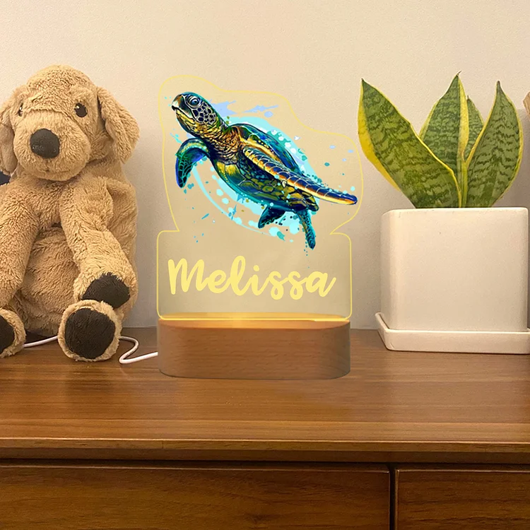 Personalized Name Sea Turtle Night Light LED Lamp Gifts For Kids