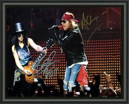 Guns N Roses Slash & Axl SIGNED Photo Poster painting - A4 AUTOGRAPHED Photo Poster painting POSTER PRINT