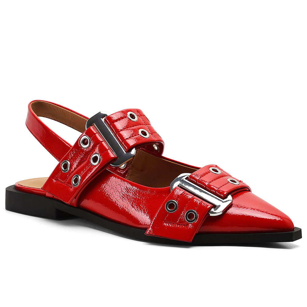 Cover Pointed Toe Flats Back Strap Metal Buckle Sandals Dress Leisure All-match Women Shoes