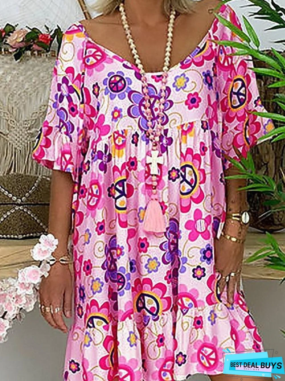 Women's Shift Dress Knee Length Dress Short Sleeve Print Hot White Red Green Light Blue