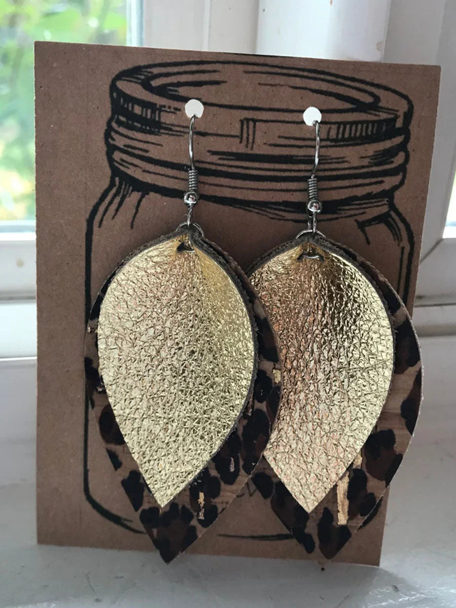 Gold and Leopard Earrings