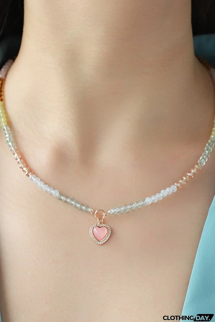 Heart Pendant Beaded Necklace
