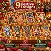 DIY Wooden Diamond Painting Pearl Tent House with Lights, Holiday Tabletop Art Craft Kit with String Lights, Christmas Home Decor Gift