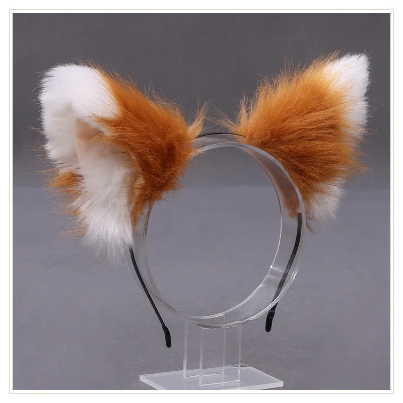 Billionm OJBK Fox Ear Headband Anime Cosplay Beast Ear Wolf Ears Girls Kawaii Handmade Plush Animals Hair Hoop Cute Cat Hair Accessories