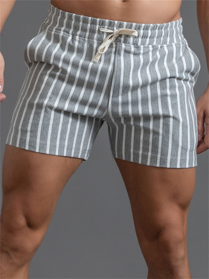 Men's Cotton Athletic Shorts Four Pants Vertical Striped Pants Three Pants