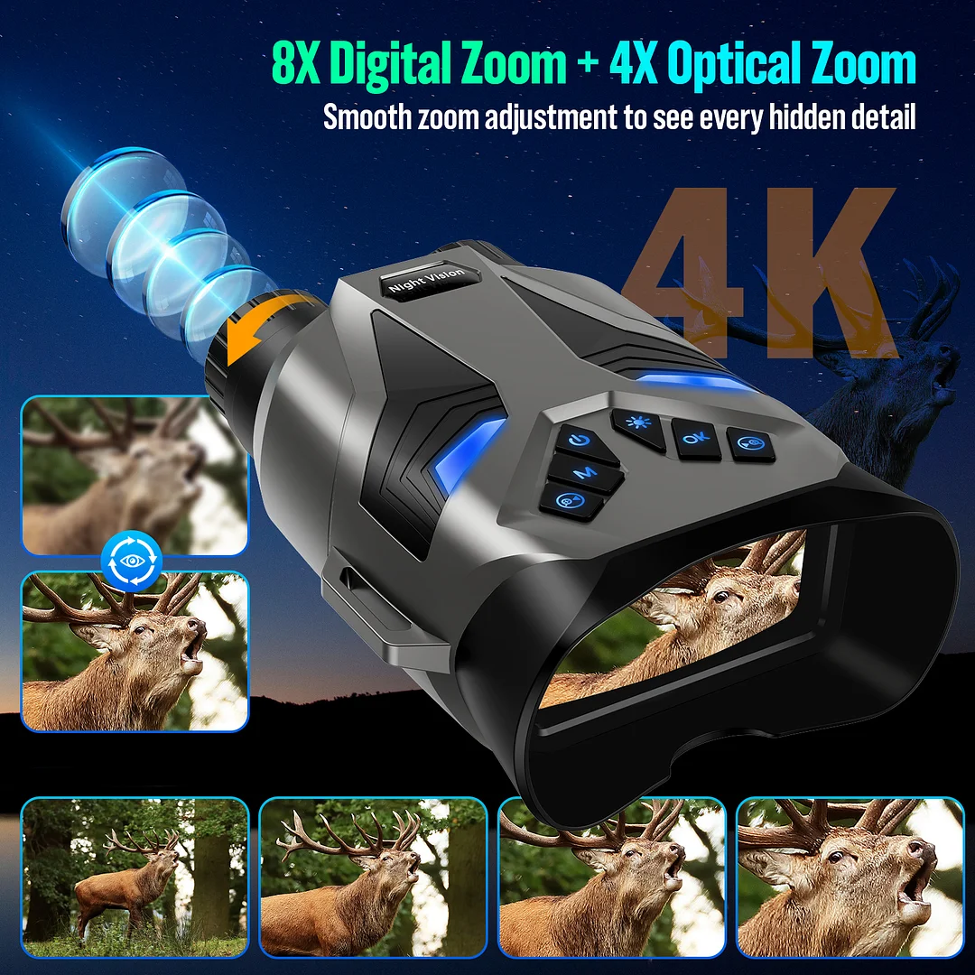 BEBANG 4k Night Vision Binoculars, 3" IPS Screen, HD Digital Infrared Night Vision Goggles, 32GB