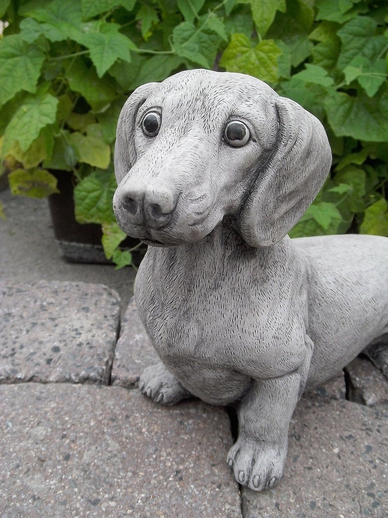 Dachshund Statue Toy Dog Concrete Figure Cement Garden image 1