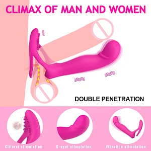 Strapless Strap-on Dildo Vibrators For Women Double-heads Vibrating Penis Cock Ring