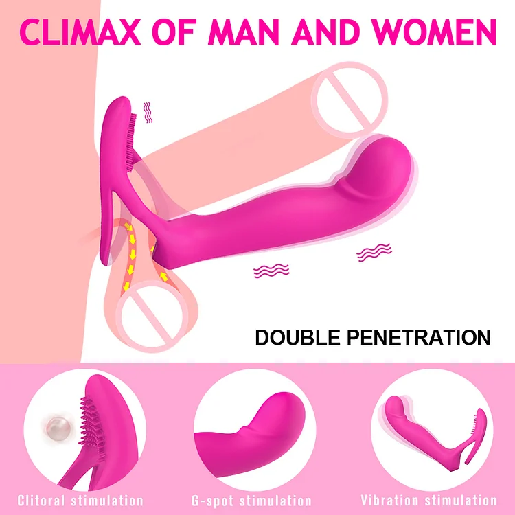 Strapless Strap-on Dildo Vibrators For Women Double-heads Vibrating Penis Cock Ring