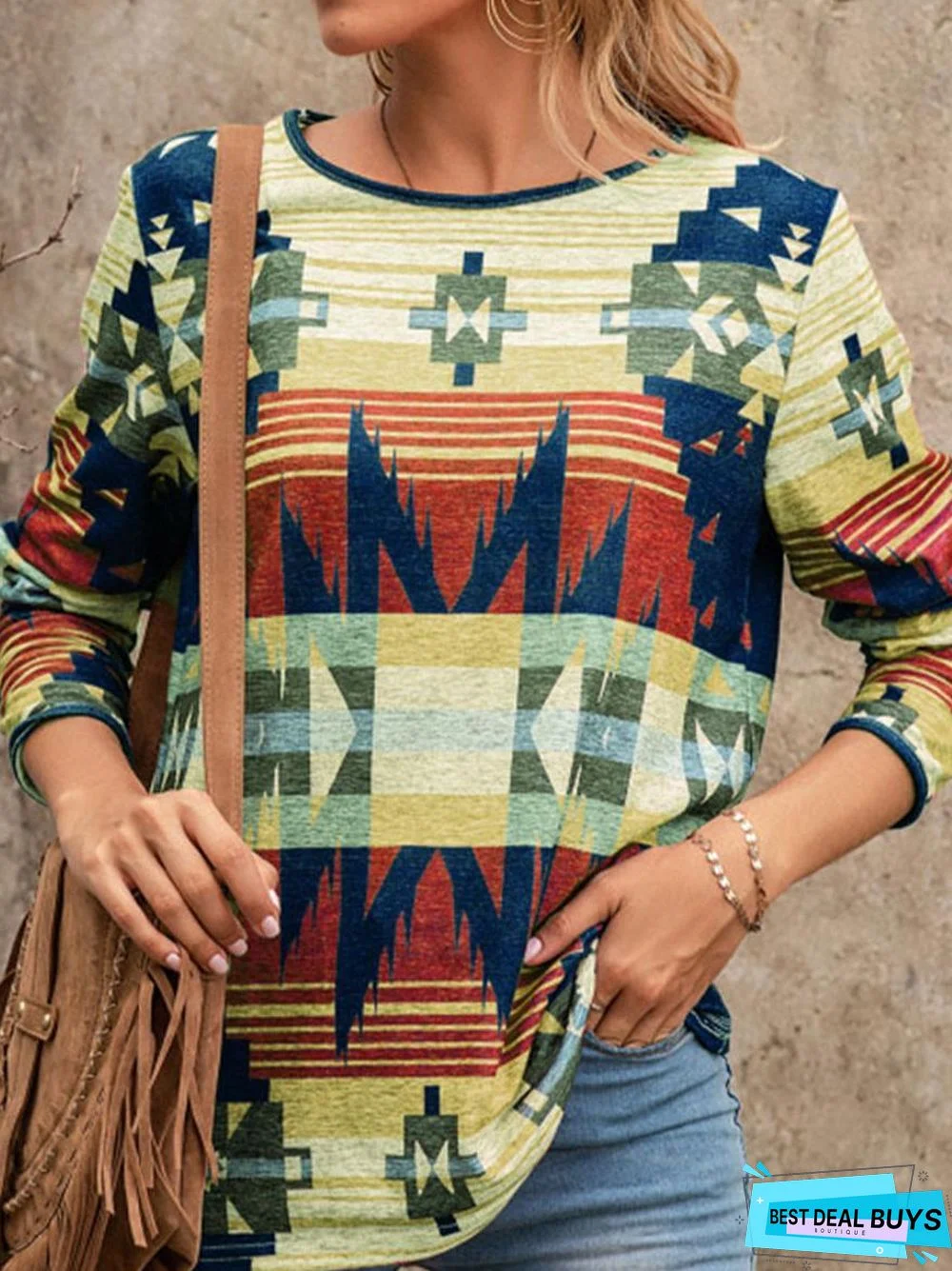 Casual Vintage Print Long Sleeve T-Shirt