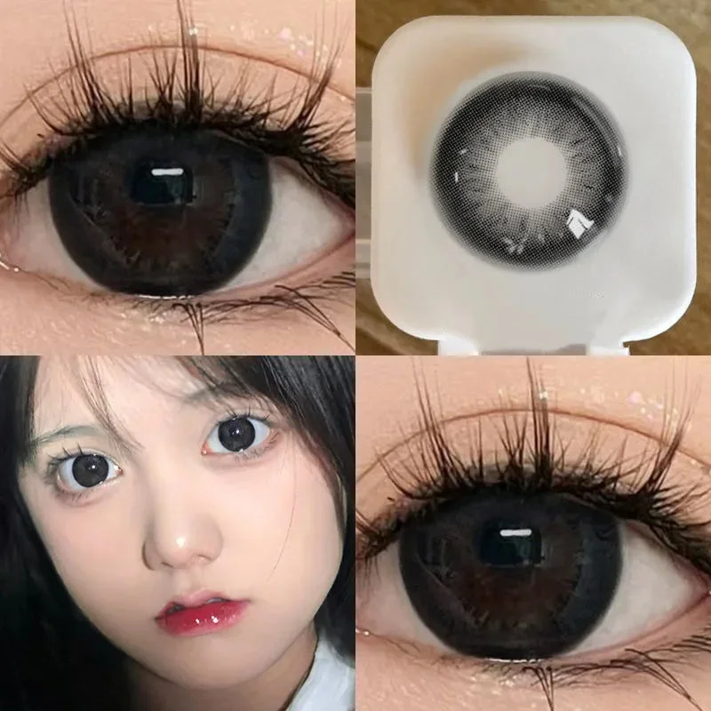 Sdrawing 1pair/2pcs Black Large Diameter Color Contact Lenses Men with Diopter Myopia Fashion Color Contact Lenses Natural