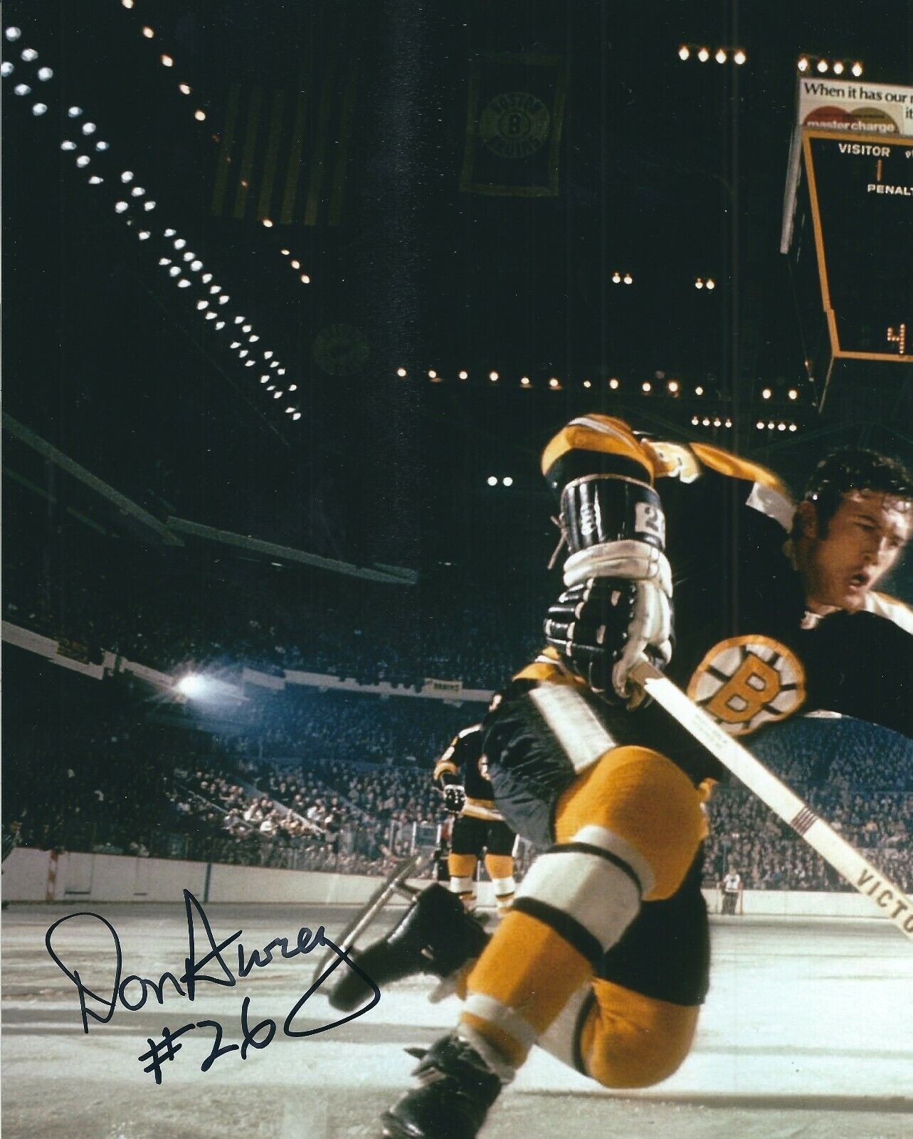 Signed 8x10 DON AWREY 8X10 Boston Bruins Photo Poster painting - COA