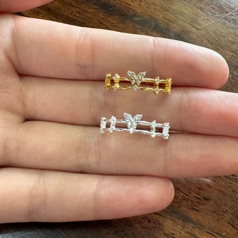 925 Sterling Silver Bow Knot Open Rings