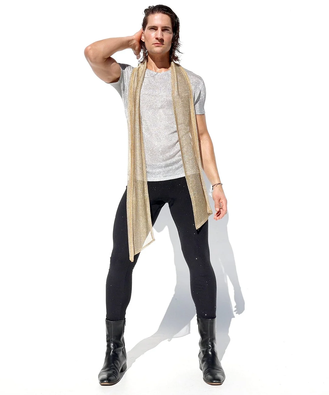 Men's Slightly See-through, Shimmering, Vertical Striped Loose-fitting Trousers-inspireuse