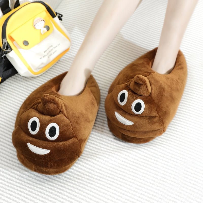 Big Poo Home Cotton Slippers Male Winter Cute Funny Creative Expression Package With Cartoon Couple Female Cotton-Padded Shoes