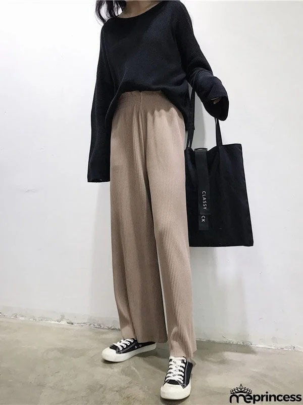 Urban Loose Wide Leg Solid Color Pants