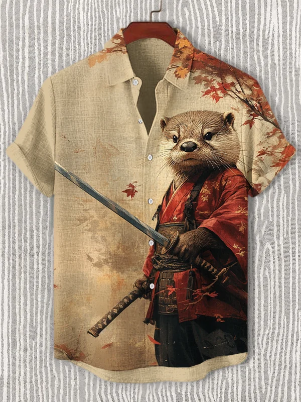 Men's Japanese Otter Samurai Art Print Shirt