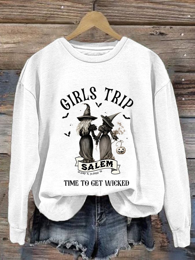 Women's Halloween Girls Trip Salem Printed Sweatshirt