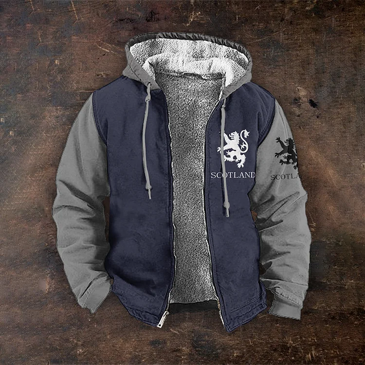 Scotland Print Casual Zip Hoodie