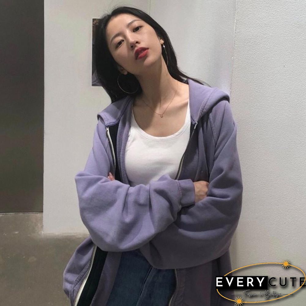 Harajuku Long Sleeve Oversized Hooded Sweatshirts Women Winter Vintage Clothes Woman Warm Thick Jacket Sweetshirt Zip Up Hoodies