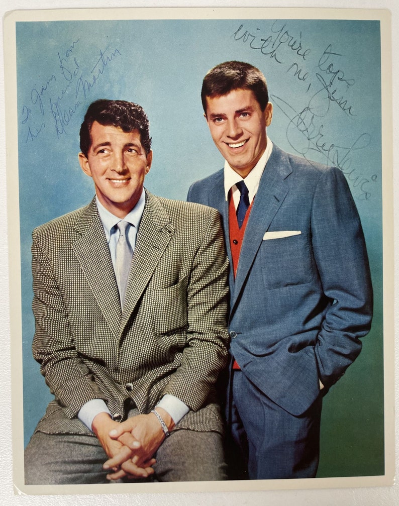 Dean Martin & Jerry Lewis Signed Autographed Vintage Glossy 8x10 Photo Poster painting - COA Matching Holograms