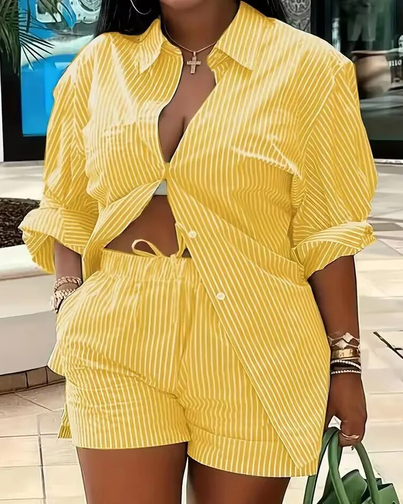 Uveng Uveng Women's Clothing Explosion Two Sets Of Long-Sleeved Shorts Printed Commuter Set